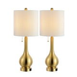 Tyler 24" Modern Classic Gourd Iron LED Table Lamp with Pull-Chain with Dual USB Charging Port - JONATHAN Y