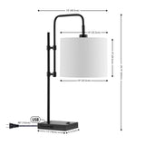 Edris 24.75" Industrial Designer Metal LED Task Lamp with USB Charging Port - JONATHAN Y