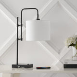 Edris 24.75" Industrial Designer Metal LED Task Lamp with USB Charging Port - JONATHAN Y