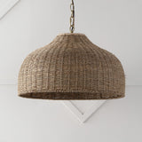 Eliza 20" Coastal Bohemian Rattan/Iron Dome LED Pendant