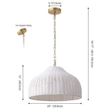 Eliza 20" Coastal Bohemian Rattan/Iron Dome LED Pendant