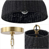 Eliza 20" Coastal Bohemian Rattan/Iron Dome LED Pendant
