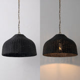 Eliza 20" Coastal Bohemian Rattan/Iron Dome LED Pendant