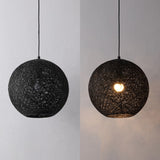 Lacey Bohemian Minimalist Iron/Rope Woven Globe LED Pendant