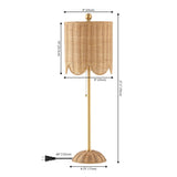 Celerie 27.5" Coastal Bohemian Rattan/Iron Scalloped Buffet LED Table Lamps with Pull Chain (Set of 2)