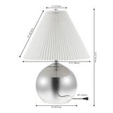 Louisa 22.5" Mid-Century Modern Round Glass/Iron Pleated Shade LED Table Lamp - JONATHAN Y