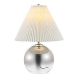 Louisa 22.5" Mid-Century Modern Round Glass/Iron Pleated Shade LED Table Lamp - JONATHAN Y