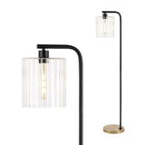 Easton 60.75" Modern Minimalist Metal/Ribbed Glass LED Floor Lamp - JONATHAN Y