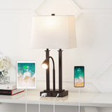 Blaire 23.75" 2-Light Modern Farmhouse Metal LED Table Lamp with USB Charging port - JONATHAN Y