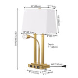 Blaire 23.75" 2-Light Modern Farmhouse Metal LED Table Lamp with USB Charging port - JONATHAN Y