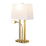 Blaire 23.75" 2-Light Modern Farmhouse Metal LED Table Lamp with USB Charging port - JONATHAN Y