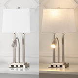 Blaire 23.75" 2-Light Modern Farmhouse Metal LED Table Lamp with USB Charging port - JONATHAN Y