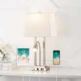 Blaire 23.75" 2-Light Modern Farmhouse Metal LED Table Lamp with USB Charging port - JONATHAN Y