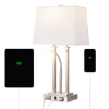 Blaire 23.75" 2-Light Modern Farmhouse Metal LED Table Lamp with USB Charging port - JONATHAN Y