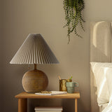 Aksel 17.25" Coastal Scandinavian Resin/Iron Sphere LED Table Lamp with Pleated Shade and Pull Chain - JONATHAN Y