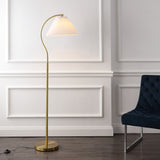 Devon 60.5" Modern Glam Metal Arc LED Floor Lamp with Pleated Shade