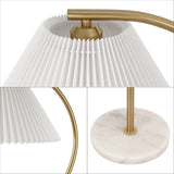 Devon 60.5" Modern Glam Metal Arc LED Floor Lamp with Pleated Shade