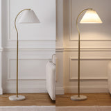 Devon 60.5" Modern Glam Metal Arc LED Floor Lamp with Pleated Shade