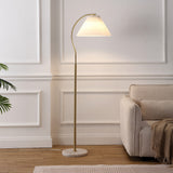 Devon 60.5" Modern Glam Metal Arc LED Floor Lamp with Pleated Shade