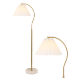 Devon 60.5" Modern Glam Metal Arc LED Floor Lamp with Pleated Shade