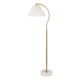 Devon 60.5" Modern Glam Metal Arc LED Floor Lamp with Pleated Shade