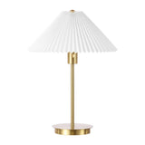 Freida 21.25" Modern Glam Metal Column LED Table Lamp with USB Charging Port and Pleated Shade - JONATHAN Y
