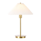 Freida 21.25" Modern Glam Metal Column LED Table Lamp with USB Charging Port and Pleated Shade - JONATHAN Y