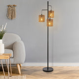 Isla 70.75" 3-Light Mid-Century Bohemian Metal/Rope LED Floor Lamp - JONATHAN Y