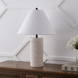 Kelsey 22.50" Modern Minimalist Travertine Column LED Table Lamp