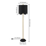 Joel 63.5" Coastal Bohemian Scallop Shade Rattan/Metal LED Floor Lamp with Pull Chain