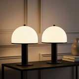 Imani 12.3 in. Modern Metal Rechargeable Integrated Dimmable LED Table Lamp with Touch Sensor Matte Black/White (Set of 2) – AI-ON