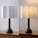 Lisbet 21" Mid-Century Modern Tubular Gourd Resin LED Table Lamp with Octagonal Shade