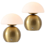 Kanya 7.3 in. Modern Minimalist Metal and Glass Rechargeable Integrated Touch Sensor Dimmable LED Table Lamp