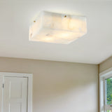 Giulia 13" 2-Light Modern Contemporary Alabaster/Iron Square LED Flush Mount