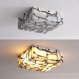 Giulia 13" 2-Light Modern Contemporary Alabaster/Iron Square LED Flush Mount