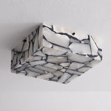 Giulia 13" 2-Light Modern Contemporary Alabaster/Iron Square LED Flush Mount