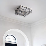 Giulia 13" 2-Light Modern Contemporary Alabaster/Iron Square LED Flush Mount