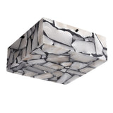 Giulia 13" 2-Light Modern Contemporary Alabaster/Iron Square LED Flush Mount