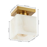 Alessia 1-Light Modern Contemporary Alabaster/Iron Cube LED Semi Flush Mount