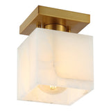 Alessia 1-Light Modern Contemporary Alabaster/Iron Cube LED Semi Flush Mount