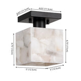 Alessia 1-Light Modern Contemporary Alabaster/Iron Cube LED Semi Flush Mount