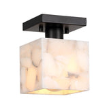 Alessia 1-Light Modern Contemporary Alabaster/Iron Cube LED Semi Flush Mount