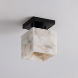 Alessia 1-Light Modern Contemporary Alabaster/Iron Cube LED Semi Flush Mount