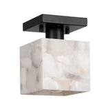 Alessia 1-Light Modern Contemporary Alabaster/Iron Cube LED Semi Flush Mount