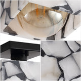 Alessia 1-Light Modern Contemporary Alabaster/Iron Cube LED Semi Flush Mount