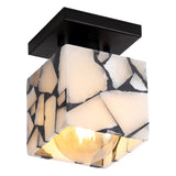 Alessia 1-Light Modern Contemporary Alabaster/Iron Cube LED Semi Flush Mount