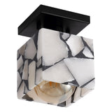 Alessia 1-Light Modern Contemporary Alabaster/Iron Cube LED Semi Flush Mount