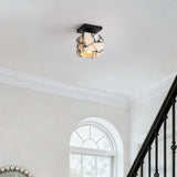 Alessia 1-Light Modern Contemporary Alabaster/Iron Cube LED Semi Flush Mount