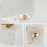 Alessia 1-Light Modern Contemporary Alabaster/Iron Cube LED Semi Flush Mount