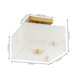 Alessia 1-Light Modern Contemporary Alabaster/Iron Cube LED Semi Flush Mount